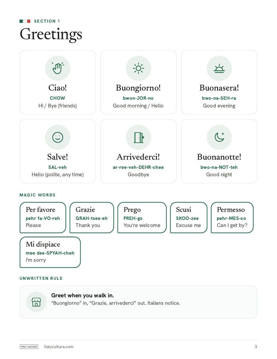 Guide page: phrases with pronunciation